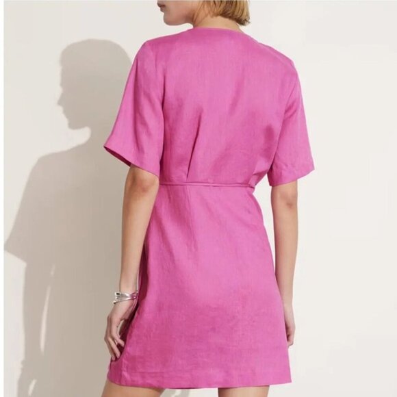 & OTHER STORIES PINK LINEN DIAGONAL WRAP DRESS SIZE EU 36 - Picture 13 of 14